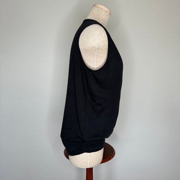 Garnet Hill Women's Essential Banded Surplice Knit Tank Black Size Large - Picture 3 of 8